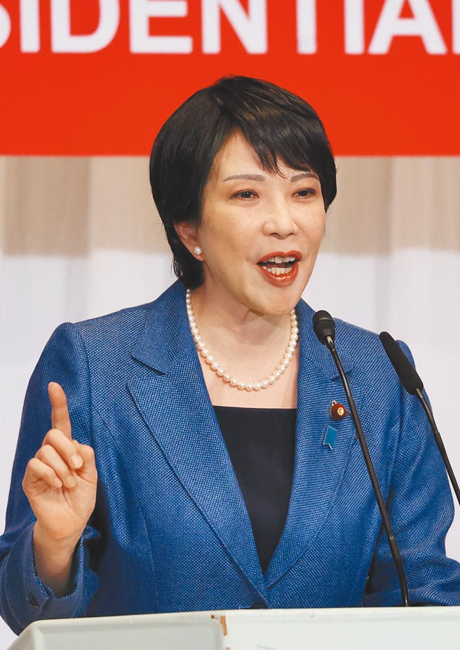 前首相安倍晋三支持参选的眾议员高市早苗，日前与兼任民进党主席的蔡英文总统进行视讯会谈。（新华社）