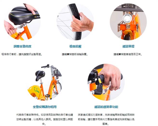 YouBike官网上明确指出「坐垫反转请勿租用」，代表自行车故障待修。（摘自YouBike官网）