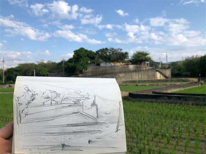 石虎保育协会与通霄镇乌眉社区将合作在受天宫外墙进行妈祖及石虎彩绘。（乌眉社区提供／谢明俊苗栗传真）