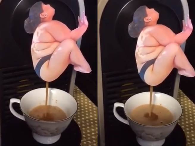 老板想出在咖啡机外头贴上1张半裸男的照片，而照片中半裸男的「屁股」对着咖啡机的出口，造成机器流出咖啡时，乍看像是男子正在「排泄」。（翻摄自脸书「爆废公社」）