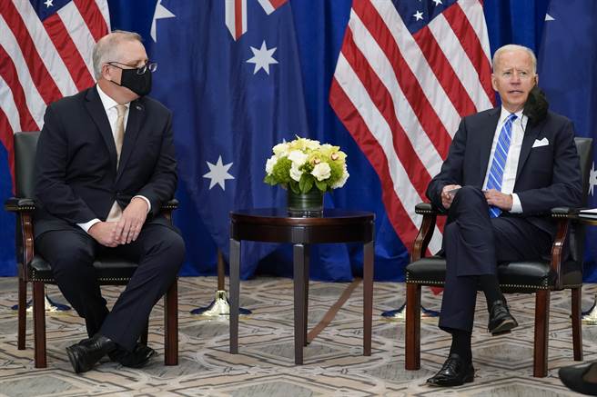 (左)澳洲总理莫里森（Scott Morrison）、(右)美国总统(Joe Biden)。(图/美联社)  
