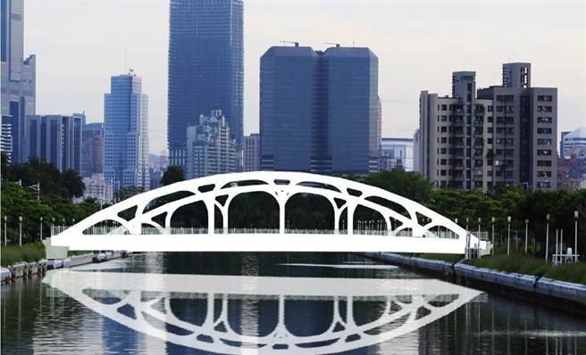 前镇区中山四路东侧跨越前镇运河衔接凯福街车行桥。（高市府工务局提供／洪浩轩高雄传真）