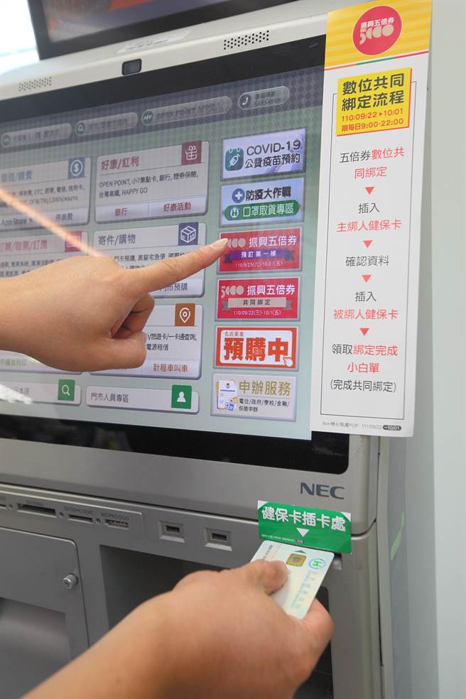 振兴五倍券25日上午9点起纸本预订开跑，民眾可于五倍券官网或4大超商进行纸本券的预订。（张铠乙摄）