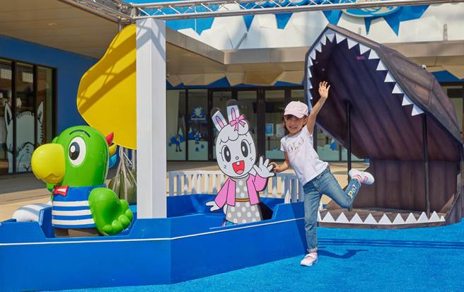 MITSUI OUTLET PARK台中港店的「巧虎夏日冒险小勇士」互动游戏专区，拥有如勇闯鲨鱼歷险等四大关卡。（MITSUI OUTLET PARK提供）