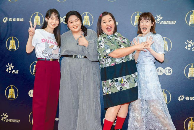 孙淑媚（左起）、蔡嘉茵、锺欣凌、孙可芳昨同台，4人将角逐金钟女主角奖。（罗永铭摄）