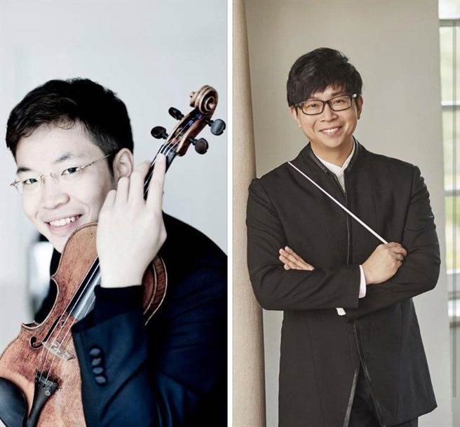小提琴家黄俊文（左）为纽伦堡交响乐团开季，演奏作曲家谭盾的作品《火祭》，指挥由新加坡指挥家黄佳俊担任。（摘自Nürnberger Symphoniker脸书）