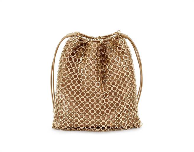 宝格丽Serpenti Heritage Mesh金色金属网晚宴包，约13万6200元。（BVLGARI提供）