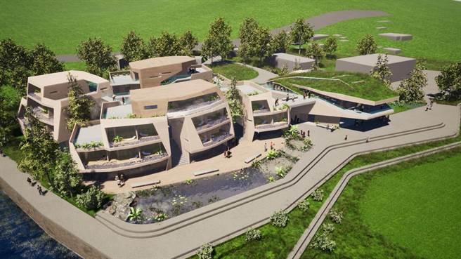 花莲县府斥资1.7亿元计画在丰滨乡矶崎村推动「原住民族山海剧场暨加路兰广场兴建计画」工程示意图。（花莲县政府原民处提供／罗亦晽花莲传真）