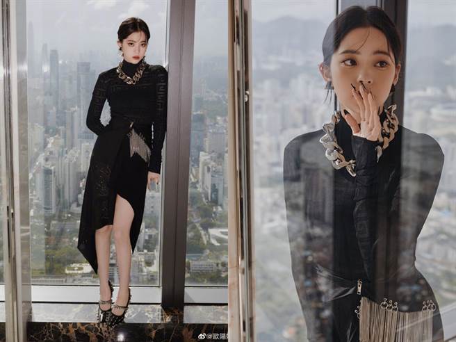 欧阳娜娜完美驾驭神秘冷艳风。（图／微博@欧阳娜娜工作室）