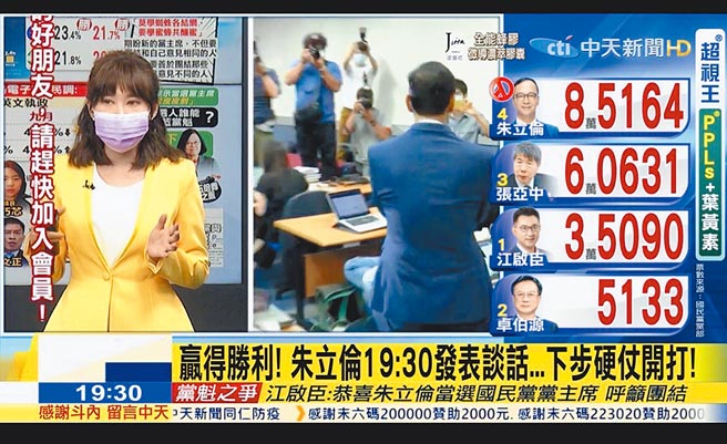 《辣晚報》直播國民黨黨主席選戰，陪觀眾一起看開票。（摘自YouTube）