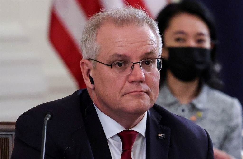 澳洲总理莫里森（Scott Morrison）9月24日在白宫出席美、日，印度和澳洲领袖的「四方安全对话」（The Quad）峰会。（路透）(photo:ChinaTimes)