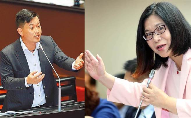 台湾基进党立委陈柏惟（左）质询坚持使用台语，遭国防部长邱国正「修理」。民进党立委管碧玲则希望邱国正冷静后可以体会多元文化之美。（合成图／资料照）