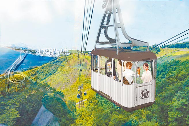 八里缆车兴建计画採BOO模式，但迄今仍无业者申请投资；图为完工模拟图。（新北市观旅局提供／陈慰慈新北传真）