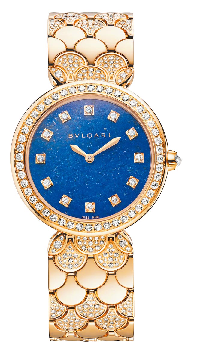寶格麗DIVAS' DREAM系列珠寶腕表，青金石款，約152萬3000元。（BVLGARI提供）