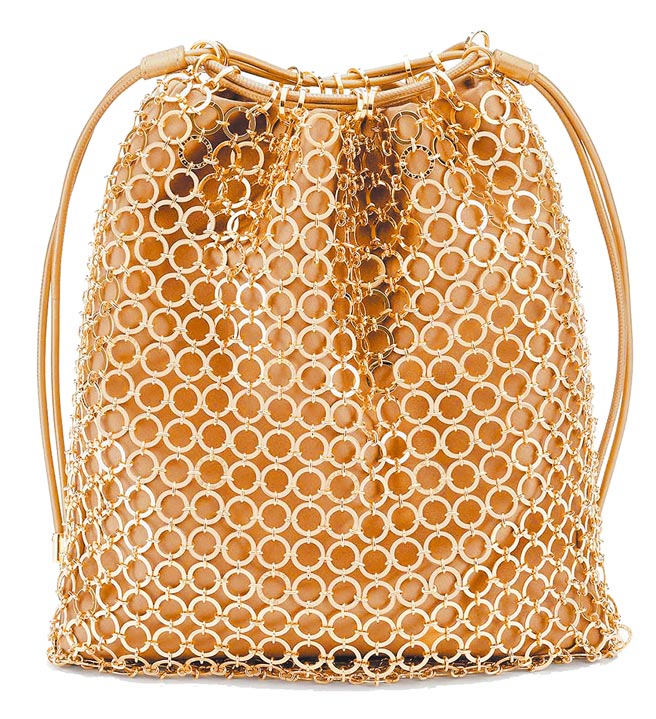 寶格麗Serpenti Heritage Mesh金色金屬網晚宴包，約13萬6200元。（BVLGARI提供）