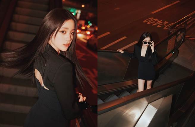 欧阳娜娜造型背后挖空露后背。（图／翻摄自欧阳娜娜Nana工作室微博）