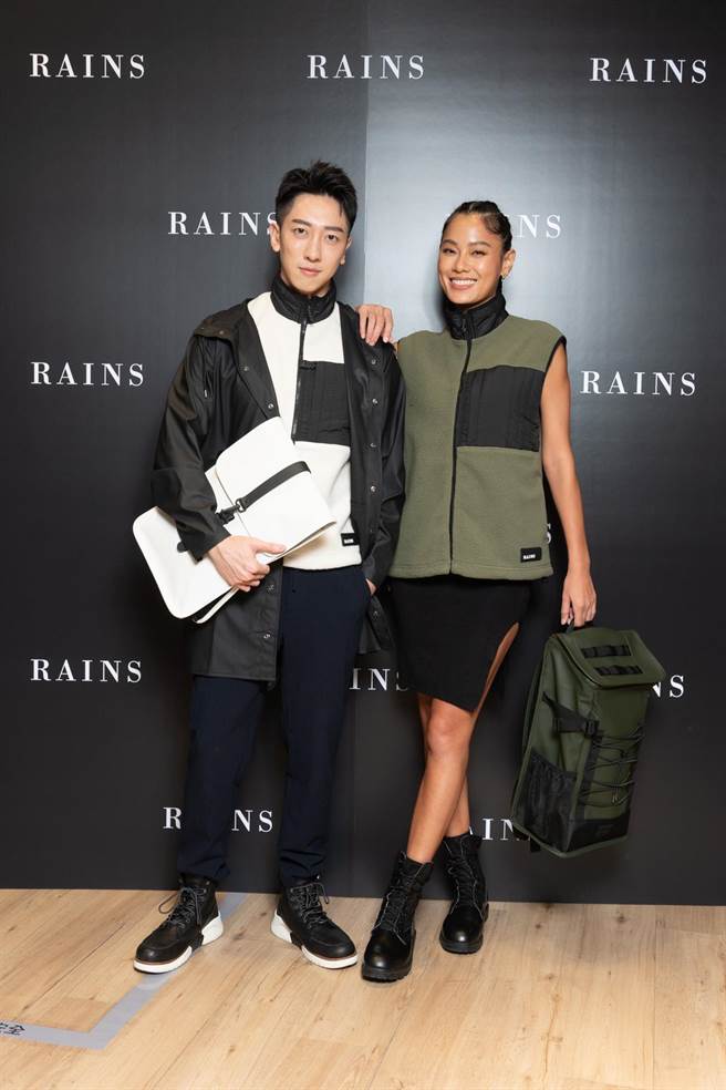 伊林名模王丽雅与国际先生张哲伟共同出席Rains秋冬发表记者会。（Rains提供）