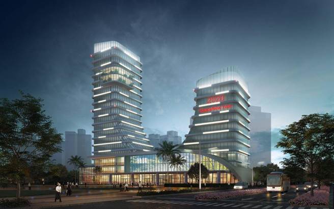 世界客家博覽會將於亞洲矽谷研發中心2棟建物預定地旁的空地上，興建永久性建物「亞洲矽谷IOT展廳」當「世界館」使用，圖為「亞洲矽谷創新研發中心」建築模擬圖。（市府提供／蔡依珍桃園傳真）