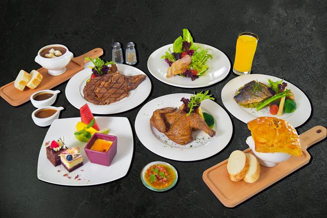 福容A8田園西式套餐，海陸主菜三選一。（業者提供）