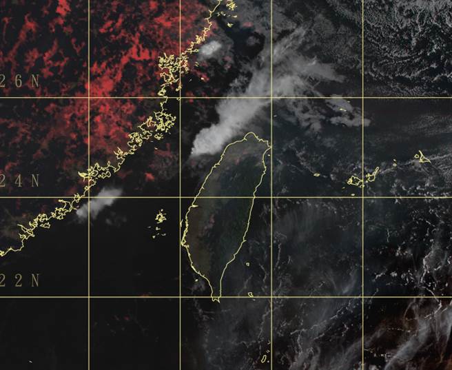 今受水氣移入影響，北部、東部有短暫雨。（中央氣象局提供）