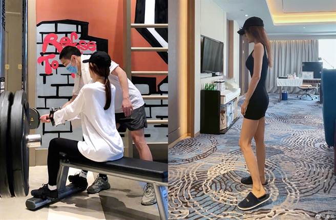 秦岚大晒纸片身材、纤腰、S曲线。（图／翻摄自秦岚微博）