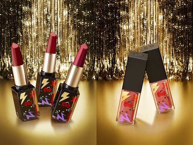 植村秀HELLO KITTY联名无色限缎光极润唇膏、无色限奶油缎光唇釉。（图／品牌提供）