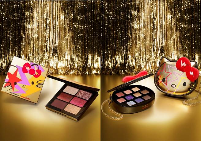 植村秀 X HELLO KITTY摇滚潮趴10色眼影盘、摇滚潮趴6色眼影盘。（图／品牌提供）