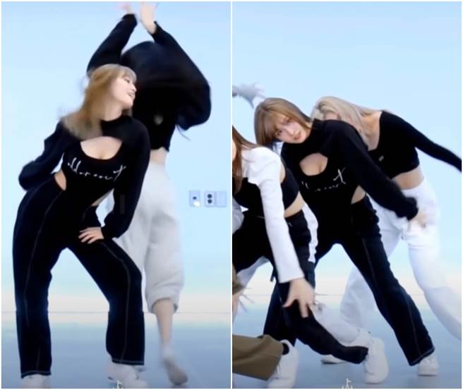 TWICE MOMO在練舞影片中穿著鏤空連身衣，大秀性感好身材。（圖／YOUTUBE）