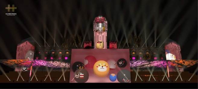 国庆总统府光雕展演明天登场，晚间每半小时一场。总统府提供