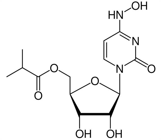 新冠病毒口服新藥莫紐匹拉韋的化學結構。（圖／Merck)