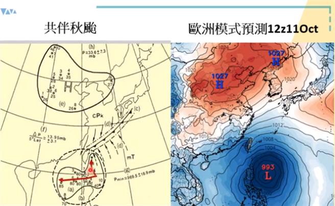 贾新兴认为，国庆日后的圆规颱风，应注意它会不会出现「共伴效应」。（翻摄
Hsin Hsing Chia YouTube）