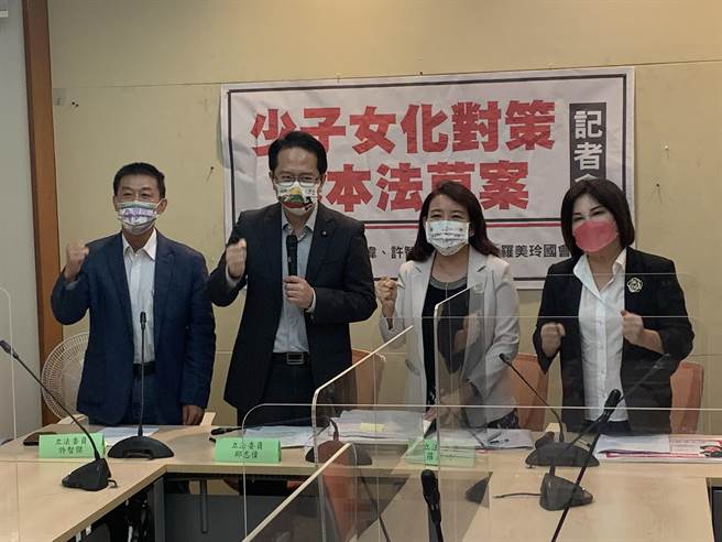 因应我国近年来少子化问题，民进党立委邱志伟、许智杰、赖惠员及罗美玲今提出「少子女化对策基本法草案」，要求行政院成立跨部会专责小组，订定少子化政策指引与目标。（林缙明摄）