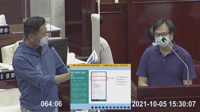 台北市去年10月动用二备金海砸1700多万推动「数位里办基础建设」计画，但北市议员戴锡钦踢爆，全市456个里只有215个里参加愿意、241个不参加，不参加率达53％。（截自台北市议会议场直播）