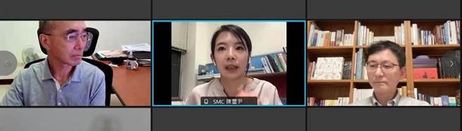 中研院环境变迁研中心特聘研究员许晃雄(左)、清华大学物理学系特聘教授林秀豪(右)，线上说明今年诺贝尔奖物理奖得奖结果。(李侑珊翻摄)