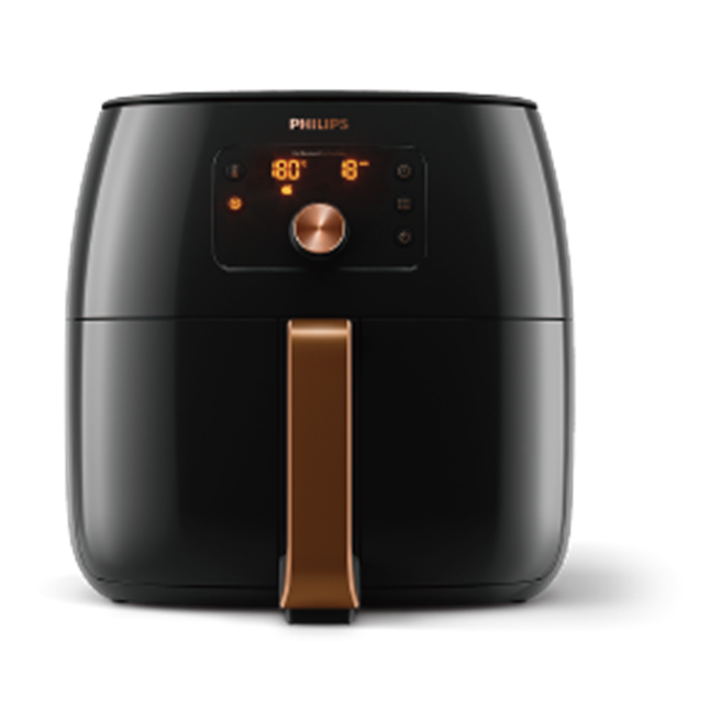 台中大遠百獨家，Philips健康氣炸鍋XXL升級版HD9651，原價2萬1900元、特價10990元，限量30組，贈煎烤盤HD9951附串籤+烘烤鍋HD9952，附馬芬杯加專用食譜和噴霧型橄欖油。（遠百提供）