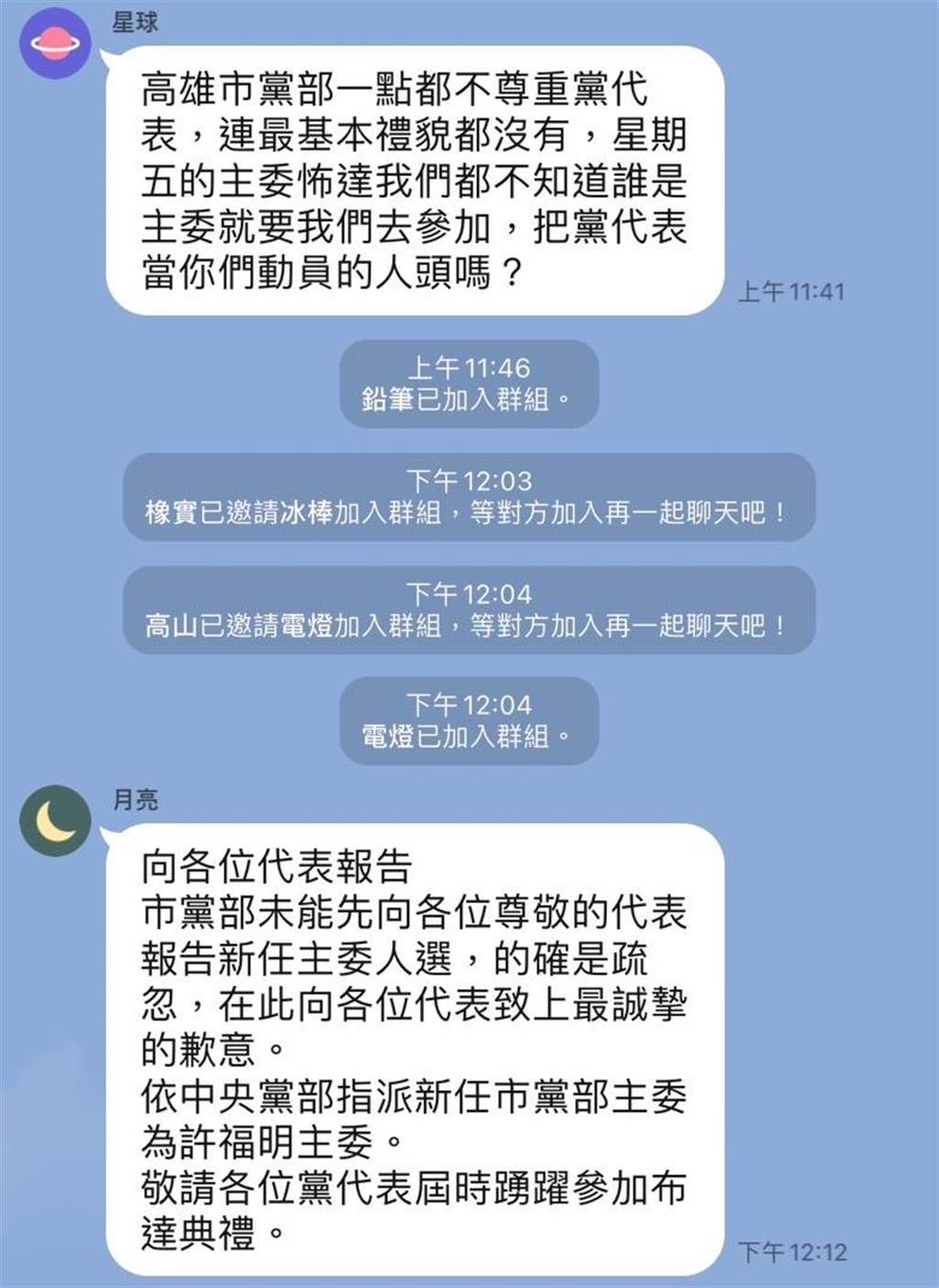 獨家 藍高市黨部主委上任前夕生波黨代表爆退群抗議 政治 中時