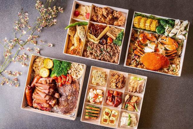 （抢双十连假宅食商机，台北万豪酒店推出国庆限定外带飨宴，以九宫格餐盒盛装美馔。图／台北万豪酒店）