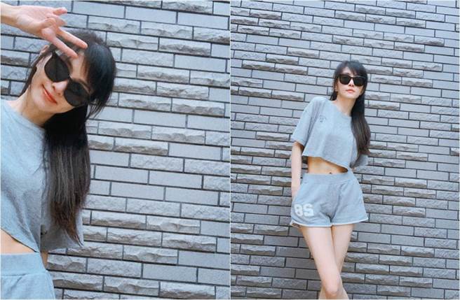 谢金燕解放洗衣板腹肌和鸟仔脚。（图／取材自JeannieHsieh谢金燕___bbb 脸书）