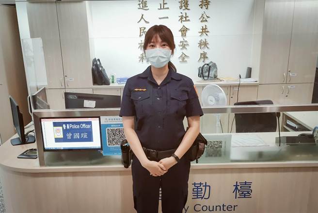 員警曾國瑄熱心協助男童，讓家屬稱讚人美心也美。（翻攝照片／林郁平台北傳真）