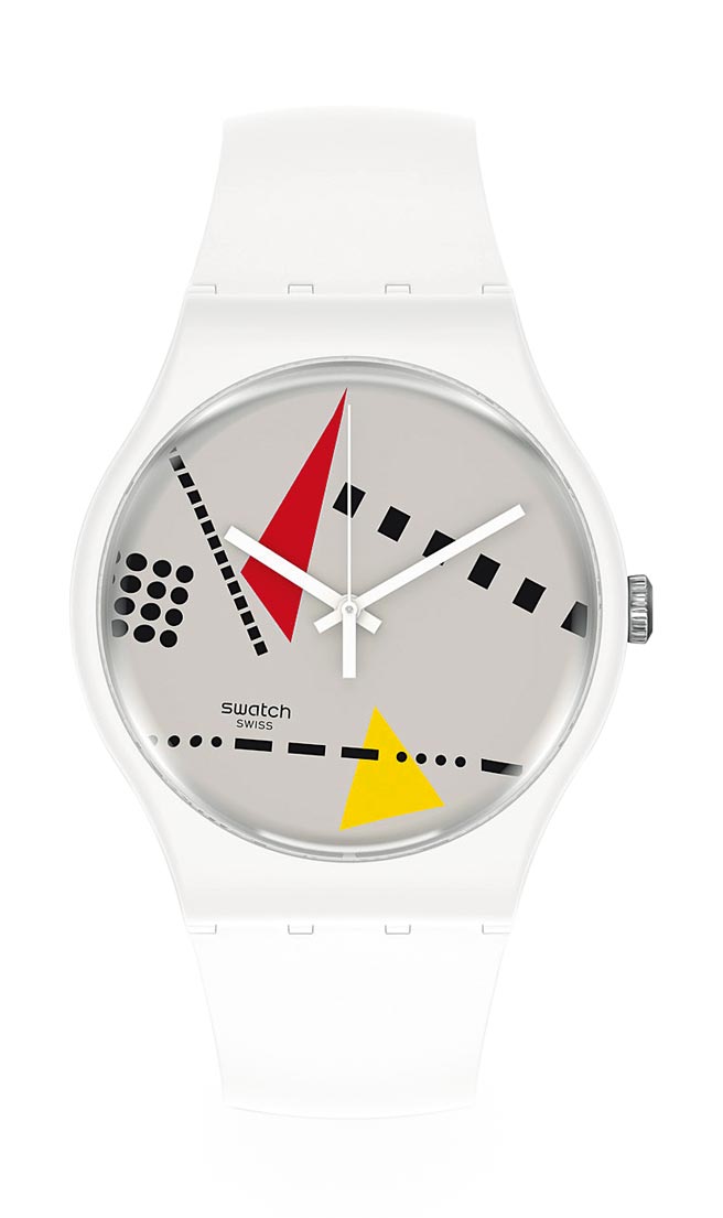 SWATCH復刻版白色曼菲斯腕表，2500元。（SWATCH提供）