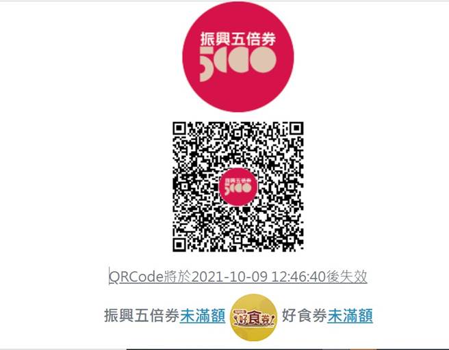 图为民眾的数位标章画面。(取自五倍券官网)