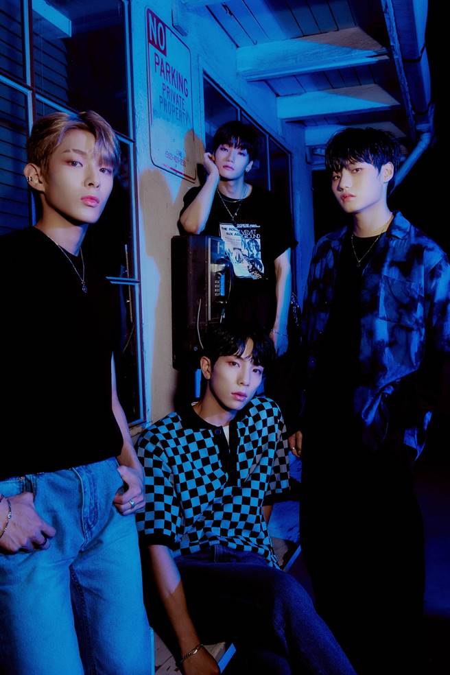 「LUMINOUS」成員STEVEN（左起）、秀一、㥥瀕和榮彬（後）接受本報專訪。（WIP Company提供）