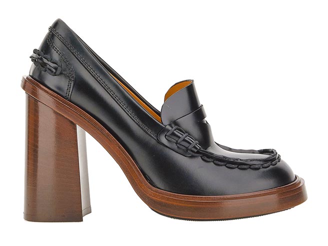Tod’s Tacco黑色皮革粗高跟鞋3万4600元。（Tod’s提供）