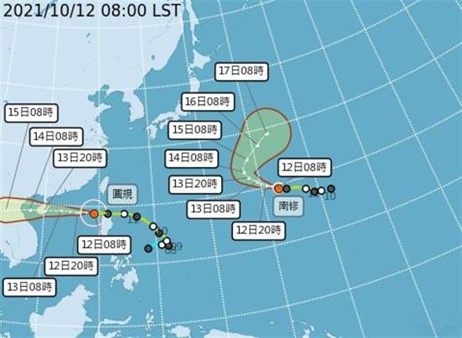 受到圆规颱风外围环流影响，气象局今（12日）9时发布大规模或剧烈豪雨特报。（摘自气象局官网）