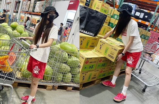 李千那颱风天到卖场囤货。（图／翻摄自n_a_n_a_l_e_e IG）