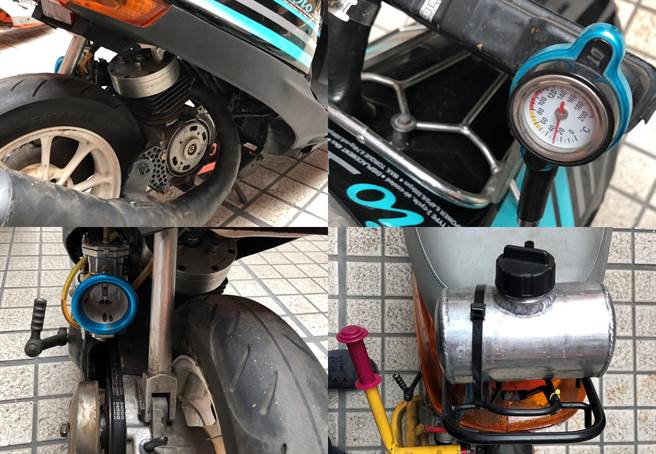 彰化县警察局专案小组查扣两辆改装机车，车龄超过20年二行程Dio小50机车，每辆都投入至少10万元重金改造成竞速战车。（谢琼云摄）