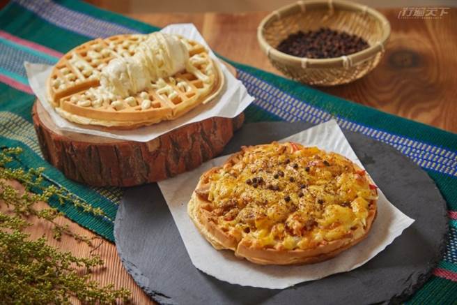 充满澳花在地风味的马告猪与打那（刺葱）松饼Pizza。(图/行遍天下)
