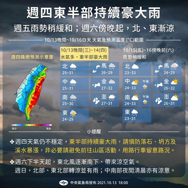 中央气象局指出，南方云系将持续影响到明天（14日），雨势到下半天才会开始趋缓。(摘自气象局)
