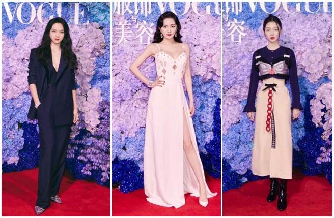汤唯、杨幂与周冬雨昨晚现身红毯活动，引爆讨论。(取自Vogue官方微博)