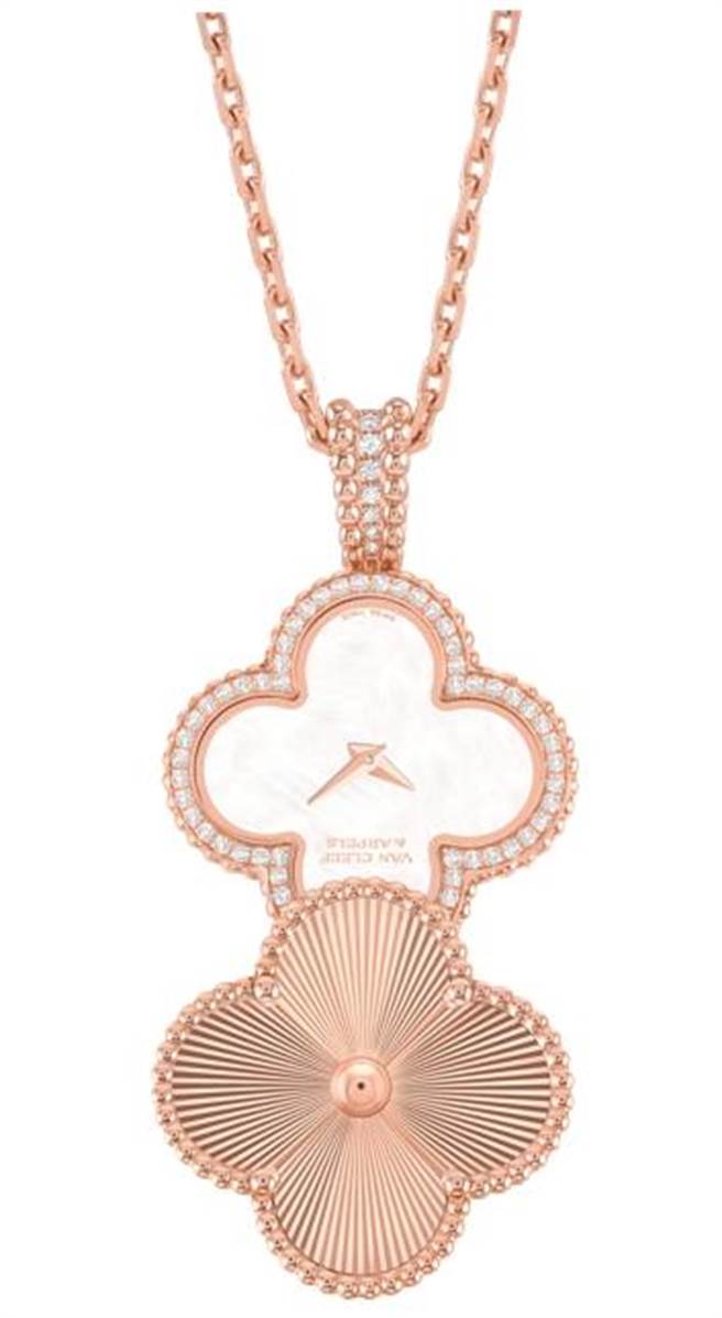微风信义独家Van Cleef &amp; Arpels Alhambra 神秘吊坠表，61万元。（微风提供）